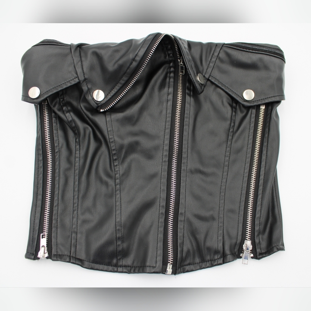 SHEIN Black Zip-Front Corset Top XS